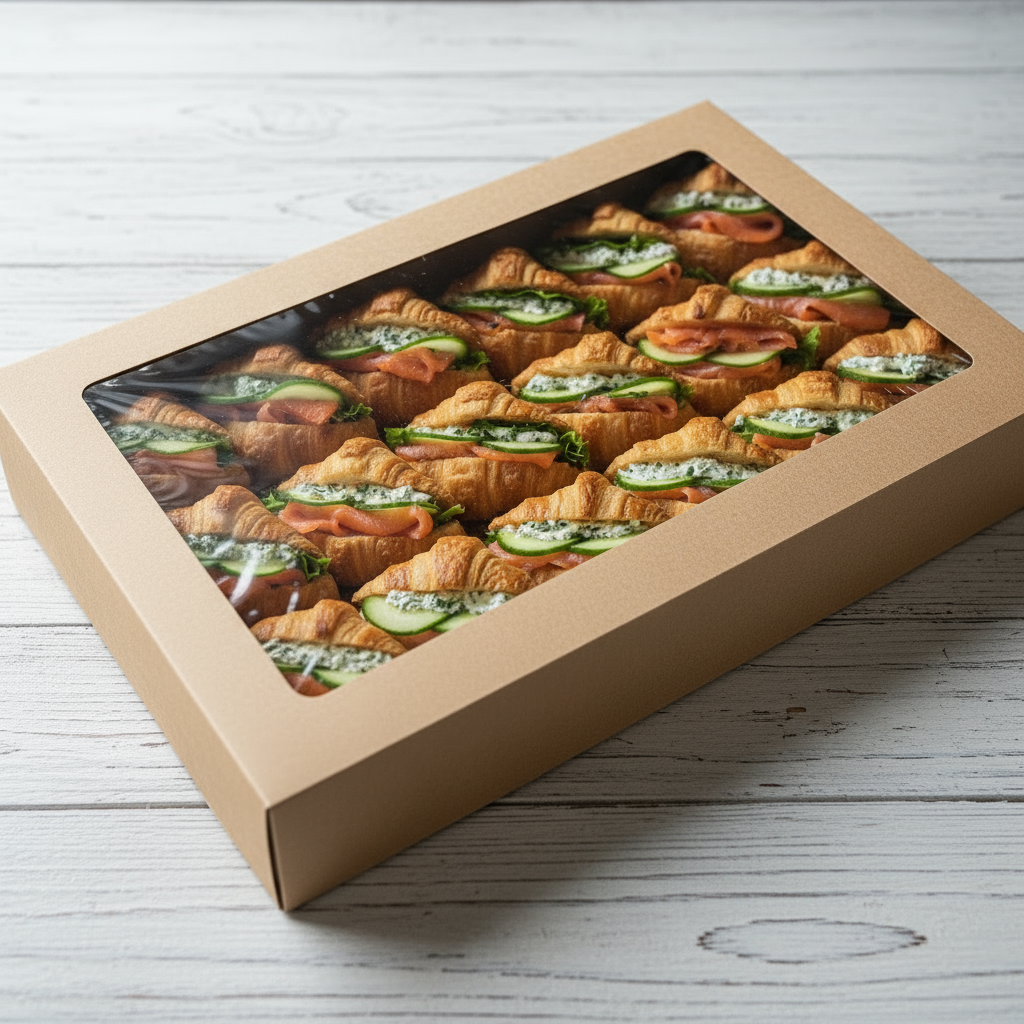 Large croissaint filled with cream cheese, smoked salmon, cucumber, lettuce